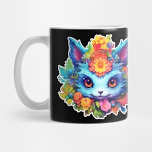 Floral Blue Fantasy Mouse Creature Mug